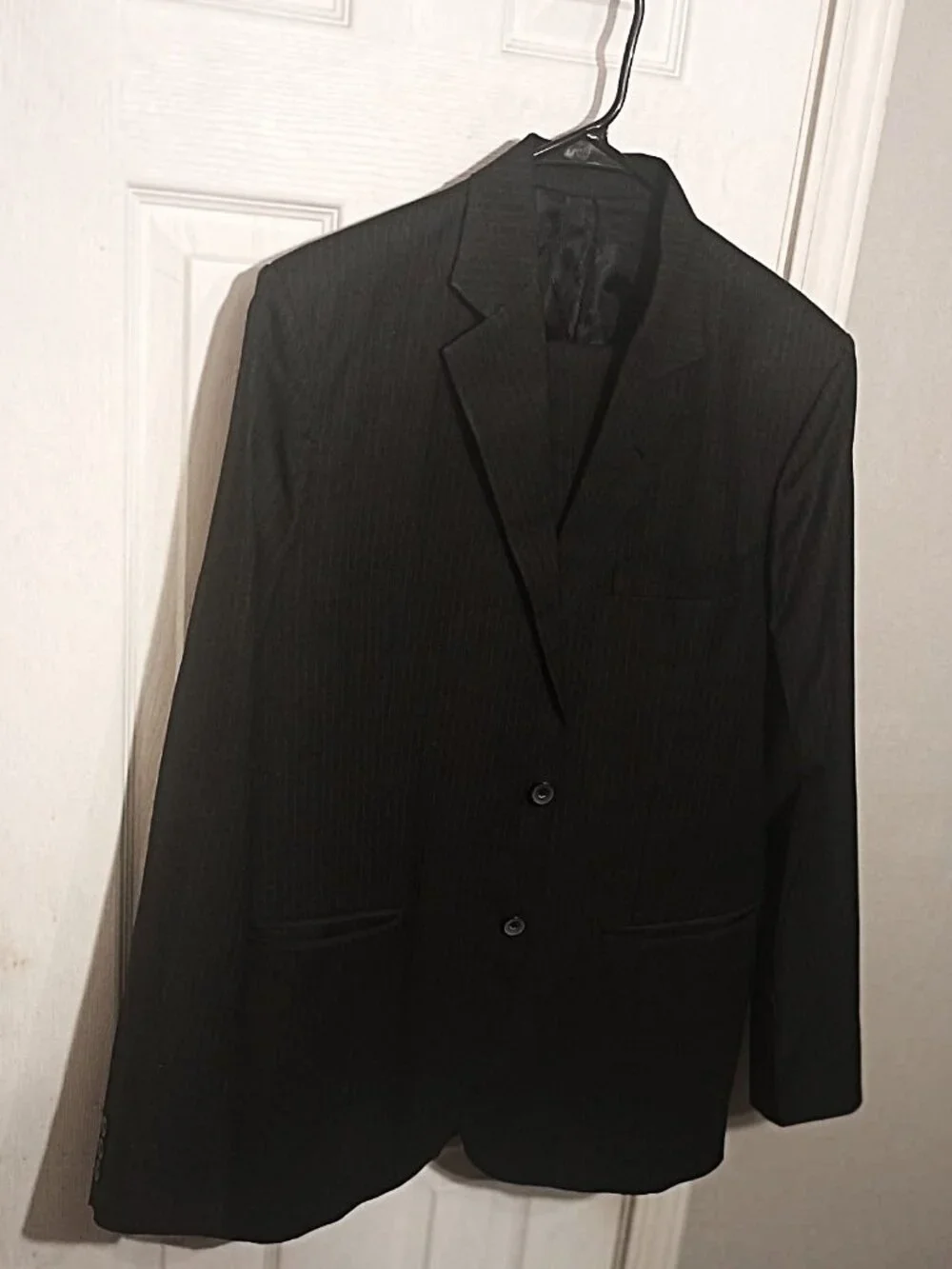 Raymond Paldi Men Grayish Brown Pinstripe 2 Piece Slim Fit Suit   46R